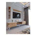 Myniture Home & Living Festival Tv Ünitesi BEYAZ ATLANTİK SİLVER COLOR Tv Sehpası ve Duvar Rafı S3009-6-1