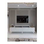 Myniture Home & Living Festival Tv Ünitesi Beyaz Parlak Gold detaylı Minifiks Bağlantı Tv Sehpası G3010-1