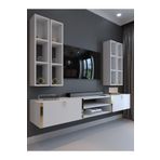 Myniture Home & Living Festival Tv Ünitesi Beyaz Parlak Gold Duvara Monte tv sehpası G13001-1