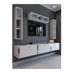 Myniture Home & Living Festival Tv Ünitesi Beyaz Parlak Gold Duvara Monte tv sehpası G13007-1