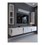Myniture Home & Living Festival Tv Ünitesi Beyaz Parlak Gold Duvara Monte tv sehpası G13008-1