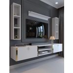 Myniture Home & Living Festival Tv Ünitesi Beyaz Parlak Gold Duvara Monte tv sehpası G13009-1