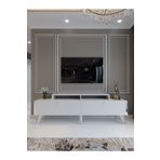 Myniture Home & Living Festival Tv Ünitesi Beyaz Parlak Silver detaylı Minifiks Bağlantı Tv Sehpası S3010-1