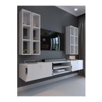 Myniture Home & Living Festival Tv Ünitesi Beyaz Parlak Silver Duvara Monte tv sehpası S13001-1