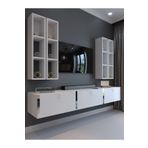 Myniture Home & Living Festival Tv Ünitesi Beyaz Parlak Silver Duvara Monte tv sehpası S13002-1