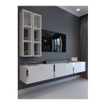 Myniture Home & Living Festival Tv Ünitesi Beyaz Parlak Silver Duvara Monte tv sehpası S13003-1