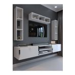 Myniture Home & Living Festival Tv Ünitesi Beyaz Parlak Silver Duvara Monte tv sehpası S13006-1