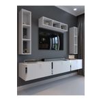 Myniture Home & Living Festival Tv Ünitesi Beyaz Parlak Silver Duvara Monte tv sehpası S13007-1