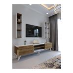 Myniture Home & Living Festival Tv Ünitesi CEVİZ BEYAZ - COLOR Gold Tv Sehpası ve Duvar Rafı G3006-2-1