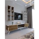 Myniture Home & Living Festival Tv Ünitesi CEVİZ BEYAZ - COLOR SİLVER Tv Sehpası ve Duvar Rafı S3001-2-1