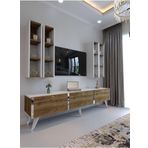 Myniture Home & Living Festival Tv Ünitesi CEVİZ BEYAZ - COLOR SİLVER Tv Sehpası ve Duvar Rafı S3002-2-1