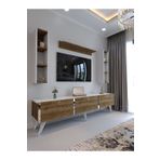 Myniture Home & Living Festival Tv Ünitesi CEVİZ BEYAZ - COLOR SİLVER Tv Sehpası ve Duvar Rafı S3008-2-1