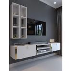 Myniture Home & Living Festival Tv Ünitesi G13000-1 Beyaz Parlak Gold Duvara Monte Tv Sehpası