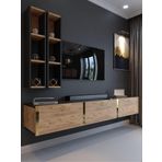 Myniture Home & Living Festival Tv Ünitesi G13003-4-6 Antrasit A. Çam Gold Duvara Monte Tv Sehpası