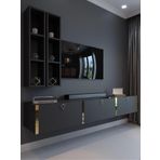 Myniture Home & Living Festival Tv Ünitesi G13003-4 Antrasit Gold Duvara Monte Tv Sehpası