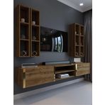 Myniture Home & Living Festival Tv Ünitesi G13007-2 İstanbul Ceviz Gold Duvara Monte Tv Sehpası