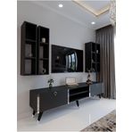 Myniture Home & Living Festival Tv Ünitesi G3001-4 Antrasit - Silver Detaylı Minifiks Bağlantı Tv Sehpası Ve Duvar Rafı