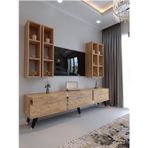 Myniture Home & Living Festival Tv Ünitesi G3002-6 Atlantik Gold Color Tv Sehpası Ve Duvar Rafı