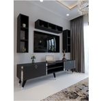 Myniture Home & Living Festival Tv Ünitesi G3006-4 Antrasit - Silver Detaylı Minifiks Bağlantı Tv Sehpası Ve Duvar Rafı