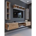 Myniture Home & Living Festival Tv Ünitesi S13006-1-6 Beyaz Atlantik Çam Silver Duvara Monte Tv Sehpası