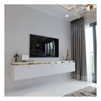 Myniture Home & Living G6117-1 Duvara Monte Gold Üçgen Kulp Beyaz Tv Ünitesi