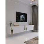 Myniture Home & Living Q6300-1 Beyaz Gold Duvara Monte Tv Sehpası