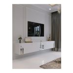 Myniture Home & Living S6300-1 Beyaz Gümüş Duvara Monte Tv Sehpası