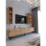 Myniture Home & Living Tv Ünitesi ATLANTİK GOLD COLOR Tv Sehpası ve Duvar Rafı G3007-6