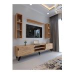Myniture Home & Living Tv Ünitesi ATLANTİK GOLD COLOR Tv Sehpası ve Duvar Rafı G3009-6