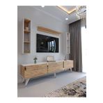 Myniture Home & Living Tv Ünitesi BEYAZ ATLANTİK SİLVER COLOR Tv Sehpası ve Duvar Rafı G3008-6-1