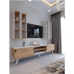 Myniture Home & Living Tv Ünitesi BEYAZ ATLANTİK Tv Sehpası ve Duvar Rafı G3001-6-1