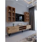 Myniture Home & Living Tv Ünitesi G3001-6 Atlantik Gold Color Tv Sehpası Ve Duvar Rafı