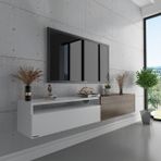 Myniture S6110-5 Beyaz Ceviz Duvara Monte Tv Sehpası