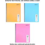 Mynote Text Pastel Defter A4 100 Yaprak Kareli 3 Adet - 3'lü - 001-Renkli
