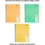 Mynote Text Pastel Defter A4 40 Yaprak Kareli 3 Adet - 3'lü - 001-Renkli