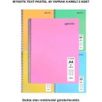 Mynote Text Pastel Defter A4 40 Yaprak Kareli 5 Adet - 5'li - 001-Renkli