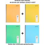 Mynote Text Pastel Defter A4 40+60+80+100 Yaprak Çizgili 4 Adet - 4'lü Paket - 001-Renkli