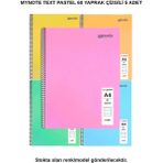 Mynote Text Pastel Defter A4 60 Yaprak Çizgili 5 Adet - 5'li - 001-Renkli