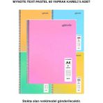 Mynote Text Pastel Defter A4 60 Yaprak Kareli 5 Adet - 5'li - 001-Renkli