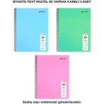 Mynote Text Pastel Defter A4 80 Yaprak Kareli 3 Adet - 3'lü - 001-Renkli