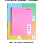 Mynote Text Pastel Defter A4 80 Yaprak Kareli 5 Adet - 5'li - 001-Renkli