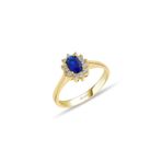 MYOROGOLD 14 Ayar Lacivert Oval Taşlı Altın Yüzük