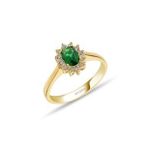 MYOROGOLD 14 Ayar Oval Yeşil Taşlı Altın Yüzük