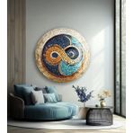Myphotostation Sonsuz Mozaik Mandala Tasarım Yuvarlak Kırılmaz Cam Duvar Tablosu, Ev Dekorasyonu - 100x100cm-100cm Çap