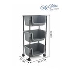 Myplas 3 Katlı Tekerlekli Organizer Raf Modern Portratif Kiler Düzenleyici Sepet,Mutfak Rafı,Oyuncak Dolabı