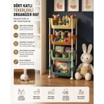 Myplas 4 Katlı Tekerlekli Organizer Raf Modern Portratif Kiler Düzenleyici Sepet,mutfak Rafı,oyuncak Dolabı - Çok Renkli