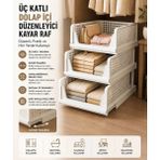 Myplas Kayar Raf Dolap Içi Düzenleyici Toplayıcı 3 Adet - Beyaz