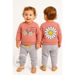 Myprettybaby Papatya Bisiklet Desenli %100 Pamuk Mevsimlik Kumaş Kız Bebek Alt Üst 2'li Takım - Gül Kurusu - 18 Ay