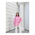 Myra Fashion Çizgili Dantel Detaylı Oversize Gömlek Fisto İşlemeli Geniş Kesim Uzun Kol Bluz Kadın Modern Gömlek