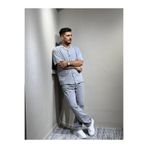 MYRAB DENİM Erkek Gri Oversize Gömlek & Pantolon Keten Takım Nefes Alan Mevsimlik Günlük Casual Kullanım